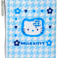 Japan Sanrio Key & Pass Pouch - Hello Kitty / Sky Blue Houndstooth - 5