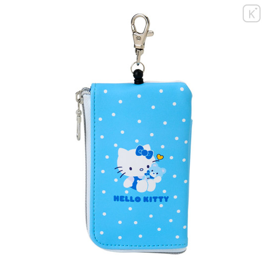 Japan Sanrio Key & Pass Pouch - Hello Kitty / Sky Blue Bear - 1