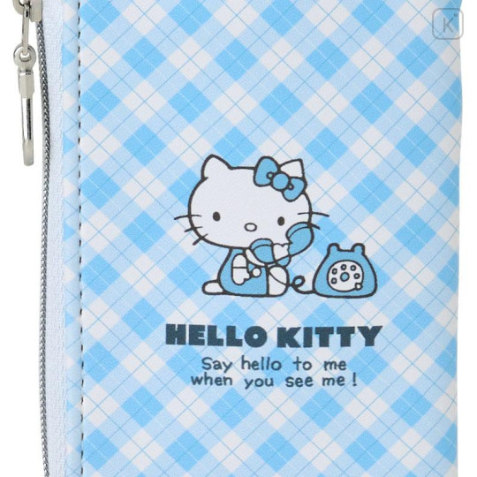 Japan Sanrio Key & Pass Pouch - Hello Kitty / Sky Blue Phone Tattersall - 5