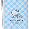 Japan Sanrio Key & Pass Pouch - Hello Kitty / Sky Blue Phone Tattersall - 5