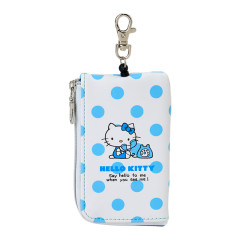 Japan Sanrio Key & Pass Pouch - Hello Kitty / Sky Blue Phone Dot