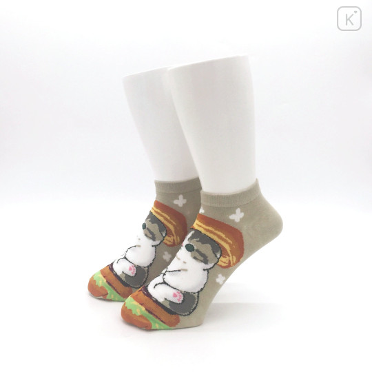 Japan Mofusand Rib Socks - Cat / Burger - 2