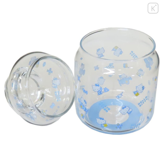 Japan Sanrio Jar Glass Storage Container - Hello Kitty / Sky Blue - 2