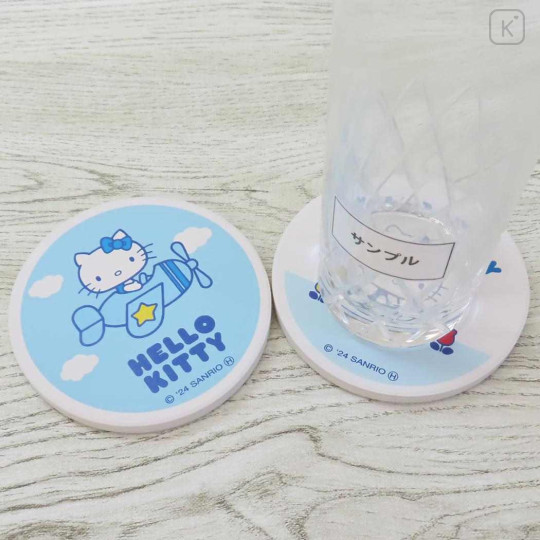 Japan Sanrio Water-absorbing Coaster - Hello Kitty / Sky Blue Fly - 3