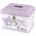 Japan Sanrio Can Piggy Bank with Lock Case - Kuromi / Light Purple - 1