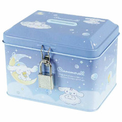 Japan Sanrio Can Piggy Bank with Lock Case - Cinnamoroll / Starry Sky Night