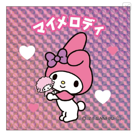 Japan Sanrio Big Sticker - My Melody & My Sweet Piano / Retro Holographic - 1