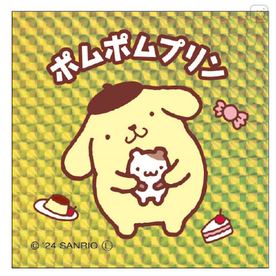 Japan Sanrio Big Sticker - Pompompurin / Retro Holographic - 1