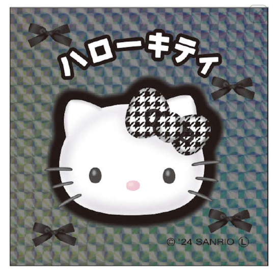 Japan Sanrio Big Sticker - Hello Kitty / Y2k Houndstooth Retro Holographic Black - 1