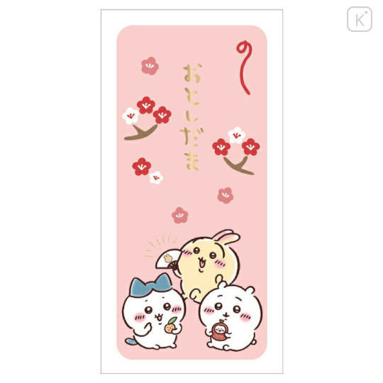 Japan Chiikawa New Year Money Envelope Pochi Bag - Chiikawa & Hachiware & Usagi / Gold Plum Pink - 1