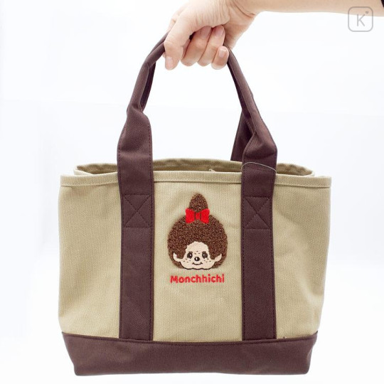 Japan Monchhichi Divider Mini Tote Bag - Monchhichi-chan Beige Brown - 5