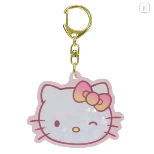 Japan Sanrio Floating Sequins Keychain - Hello Kitty Face - 1