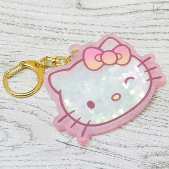 Japan Sanrio Floating Sequins Keychain - Hello Kitty Face - 3