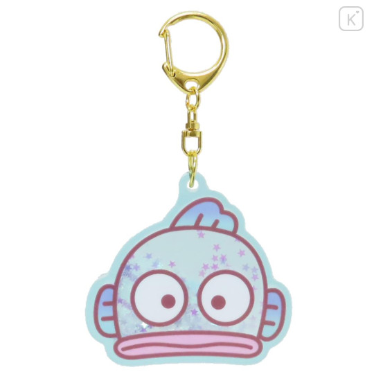 Japan Sanrio Floating Sequins Keychain - Hangyodon Face - 1