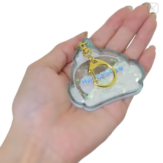 Japan Sanrio Floating Sequins Keychain - Hangyodon Face - 2