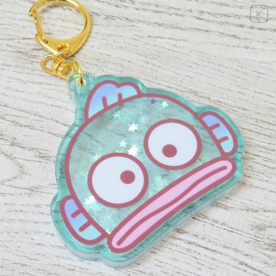 Japan Sanrio Floating Sequins Keychain - Hangyodon Face - 3