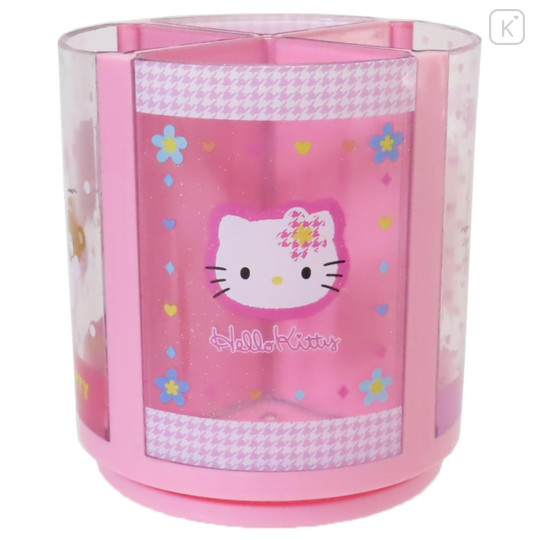 Japan Sanrio Rotating Pen Stand - Hello Kitty / Y2k Houndstooth Pink - 1