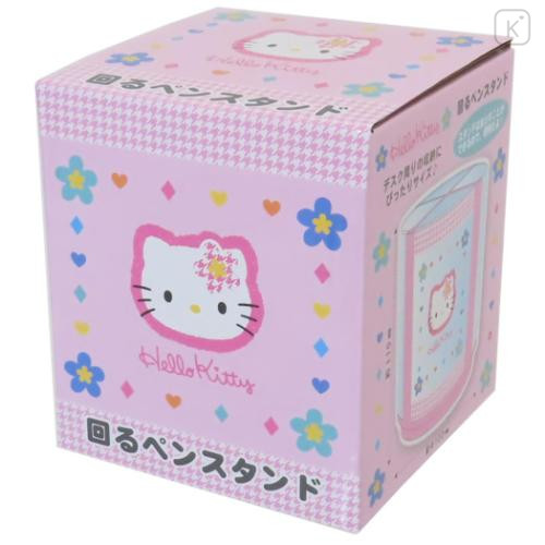 Japan Sanrio Rotating Pen Stand - Hello Kitty / Y2k Houndstooth Pink - 4