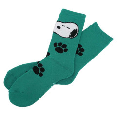 Japan Peanuts Crew Socks - Snoopy / Deep Green