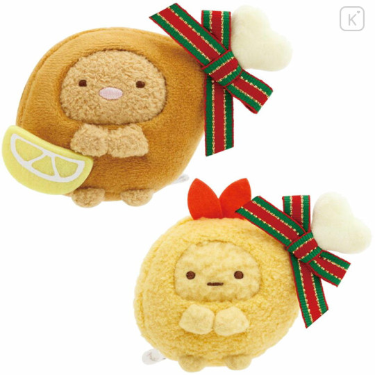 Japan San-X Tenori Plush (SS) Set - Sumikko Gurashi : Special Chicken Tonkatsu Fried Pork & Ebifurai no Shippo - 1