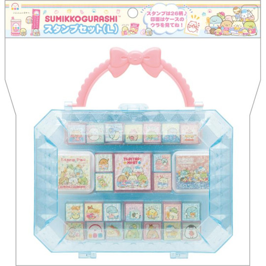 Japan San-X Stamp Chops Set (L) - Sumikko Gurashi / Exciting Tapioca Convenience Store Blue - 1