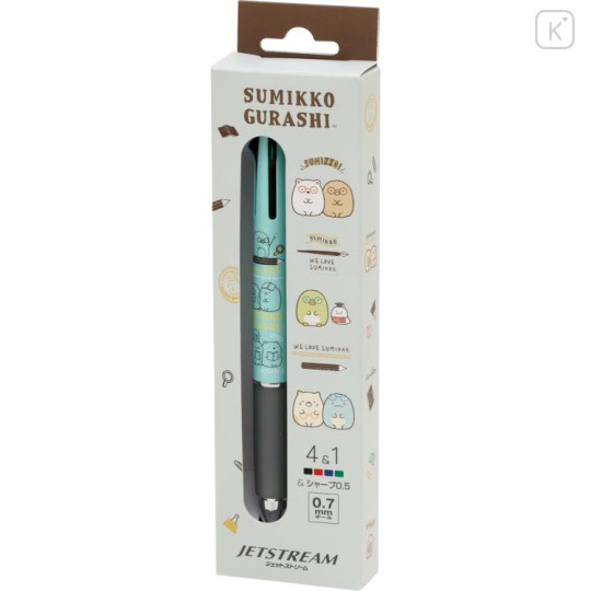 Japan San-X Jetstream 4&1 Multi Pen + Mechanical Pencil - Sumikko Gurashi / Reading Mint - 1