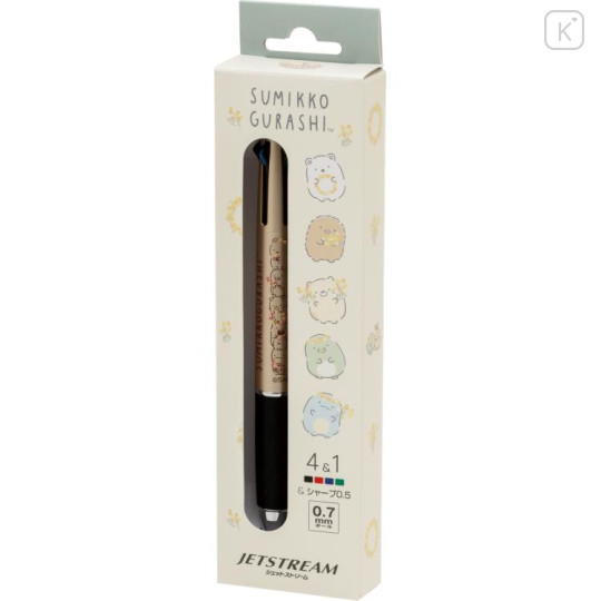 Japan San-X Jetstream 4&1 Multi Pen + Mechanical Pencil - Sumikko Gurashi / Metallic Brown Flora - 1