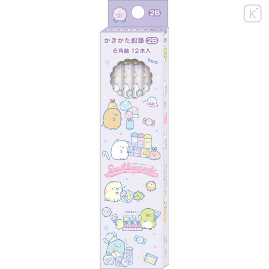 Japan San-X Hexagonal 2B Pencil 12pcs Set - Sumikko Gurashi / Sweets Purple - 1