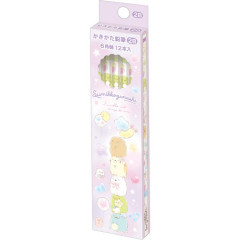 Japan San-X Hexagonal 2B Pencil 12pcs Set - Sumikko Gurashi / Balloon Purple