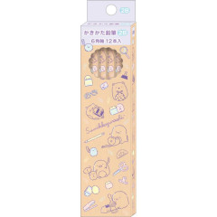 Japan San-X Hexagonal 2B Pencil 12pcs Set - Sumikko Gurashi / Happy School Beige