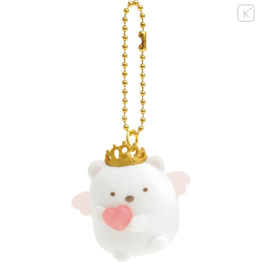 Japan San-X Petit Flocked Keychain - Sumikko Gurashi / Angel Shirokuma - 1