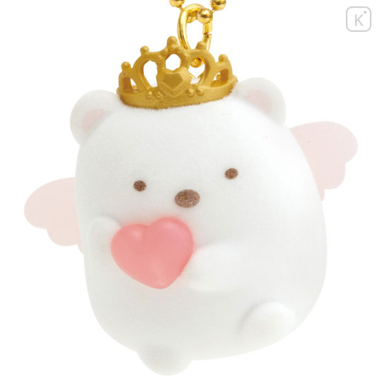 Japan San-X Petit Flocked Keychain - Sumikko Gurashi / Angel Shirokuma - 2