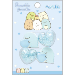 Japan San-X Mascot Hair Tie Set - Sumikko Gurashi / Tokage Heart Giltter Bead