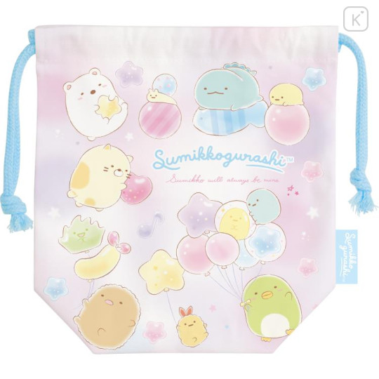 Japan San-X Drawstring Bag - Sumikko Gurashi / Balloon Purple - 1