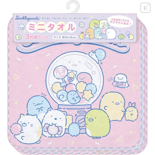 Japan San-X Mini Towel 3pcs Set - Sumikko Gurashi / Sweets Pink - 1