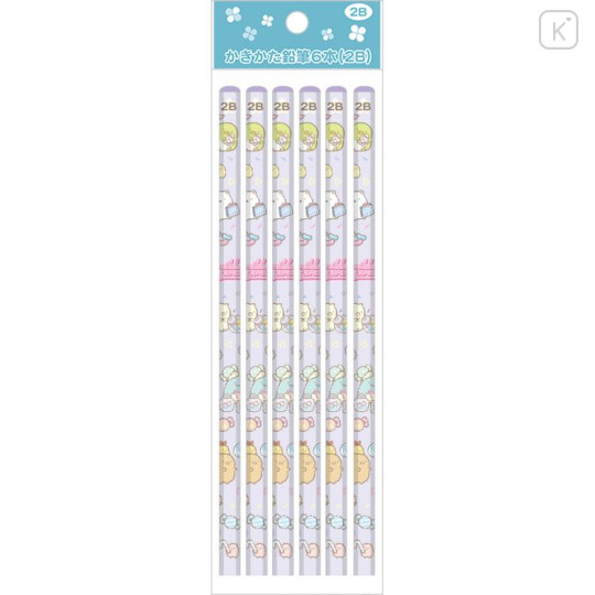 Japan San-X 2B Pencil 6pcs - Sumikko Gurashi / Happy School Purple - 1