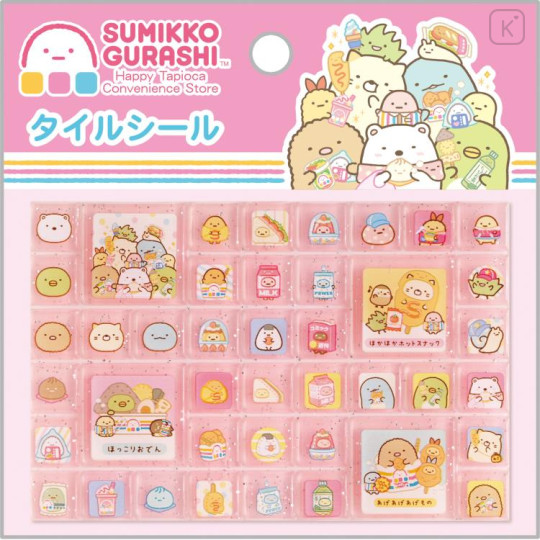 Japan San-X Tile Sticker - Sumikko Gurashi / Exciting Tapioca Convenience Store Glitter Pink - 1