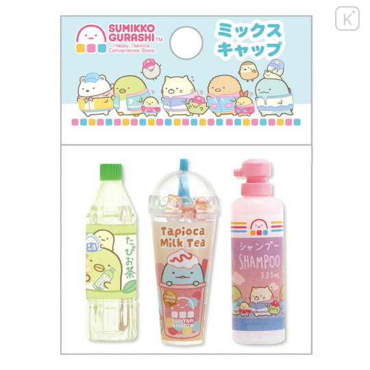 Japan San-X Secret Pencil Cap 3pcs Set - Sumikko Gurashi / Exciting Tapioca Convenience Store - 2