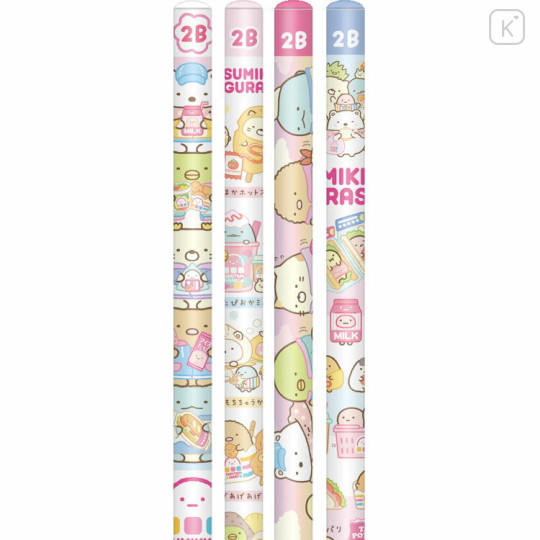 Japan San-X 2B Pencil 4pcs - Sumikko Gurashi / Exciting Tapioca Convenience Store - 2