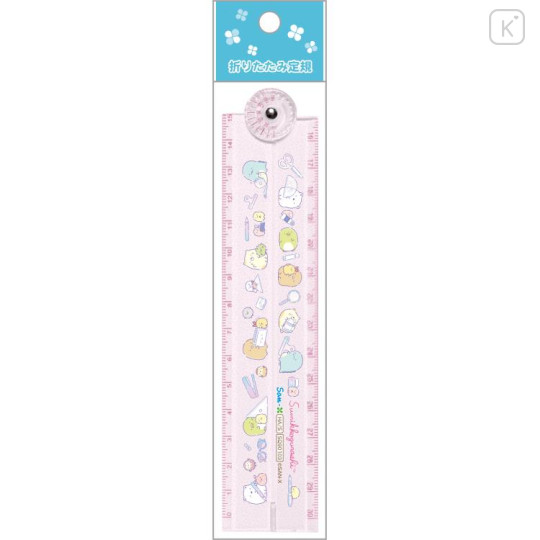 Japan San-X Folding Ruler 30cm - Sumikko Gurashi / Happy School Pink - 1