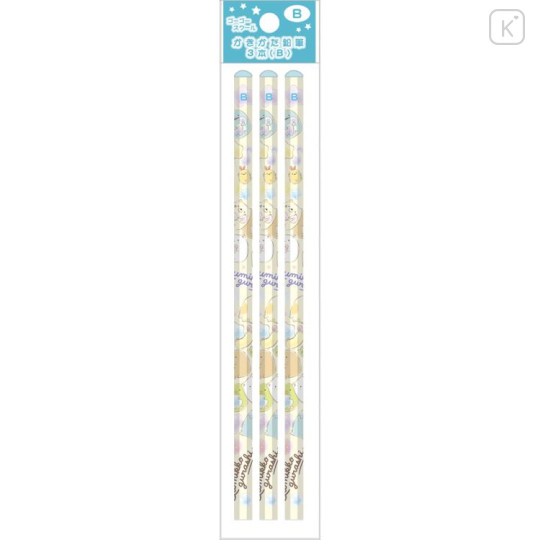 Japan San-X Hexagonal B Pencil 3pcs Set - Sumikko Gurashi / Balloon Yellow - 1