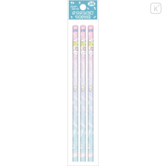 Japan San-X Hexagonal 2B Pencil 3pcs Set - Sumikko Gurashi / Happy School Gradient Pink Blue - 1