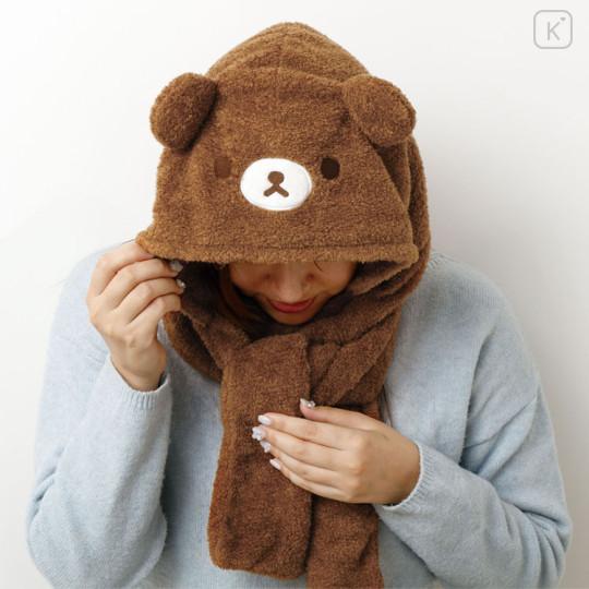 Japan San-X Hooded Scarf - Chairoikoguma / Aokogu Sleepover - 2