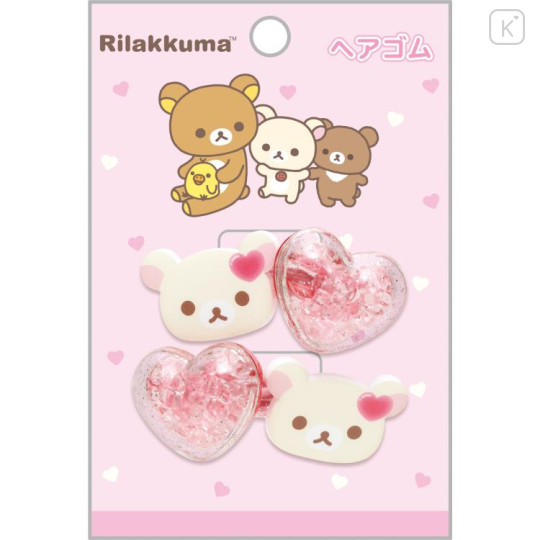 Japan San-X Mascot Hair Tie Set - Korilakkuma / Heart Giltter Bead - 1