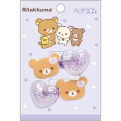 Japan San-X Mascot Hair Tie Set - Chairoikoguma / Heart Giltter Bead