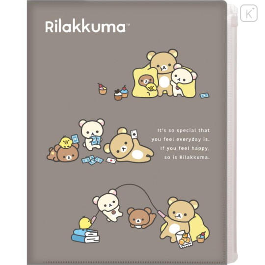 Japan San-X 6+1 Pockets A4 Clear Holder - Rilakkuma / New Basic Rilakkuma Brown - 1