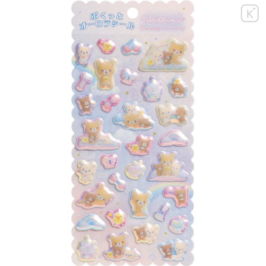 Japan San-X Bubble Sticker - Rilakkuma / Aurora Sky Curly Cotton Candy - 1