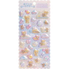 Japan San-X Bubble Sticker - Rilakkuma / Aurora Sky Curly Cotton Candy