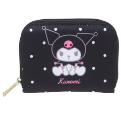 Japan Sanrio Mini Wallet - Kuromi / Black White Dots