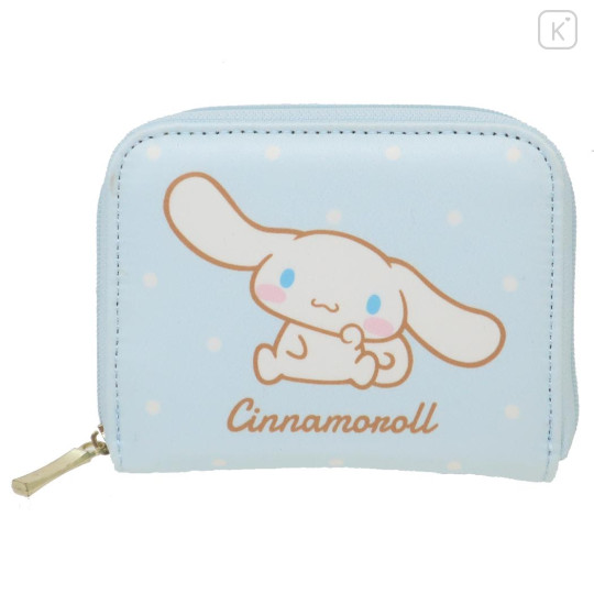 Japan Sanrio Mini Wallet - Cinnamoroll / Blue White Dots - 1